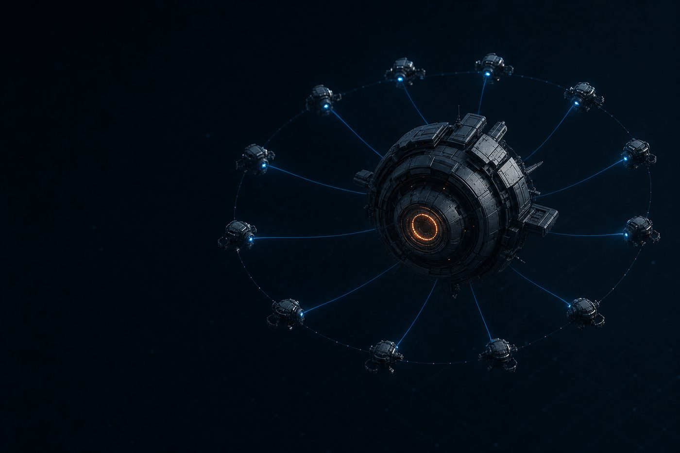 A ring of small autonomous units holding formation around a larger structure