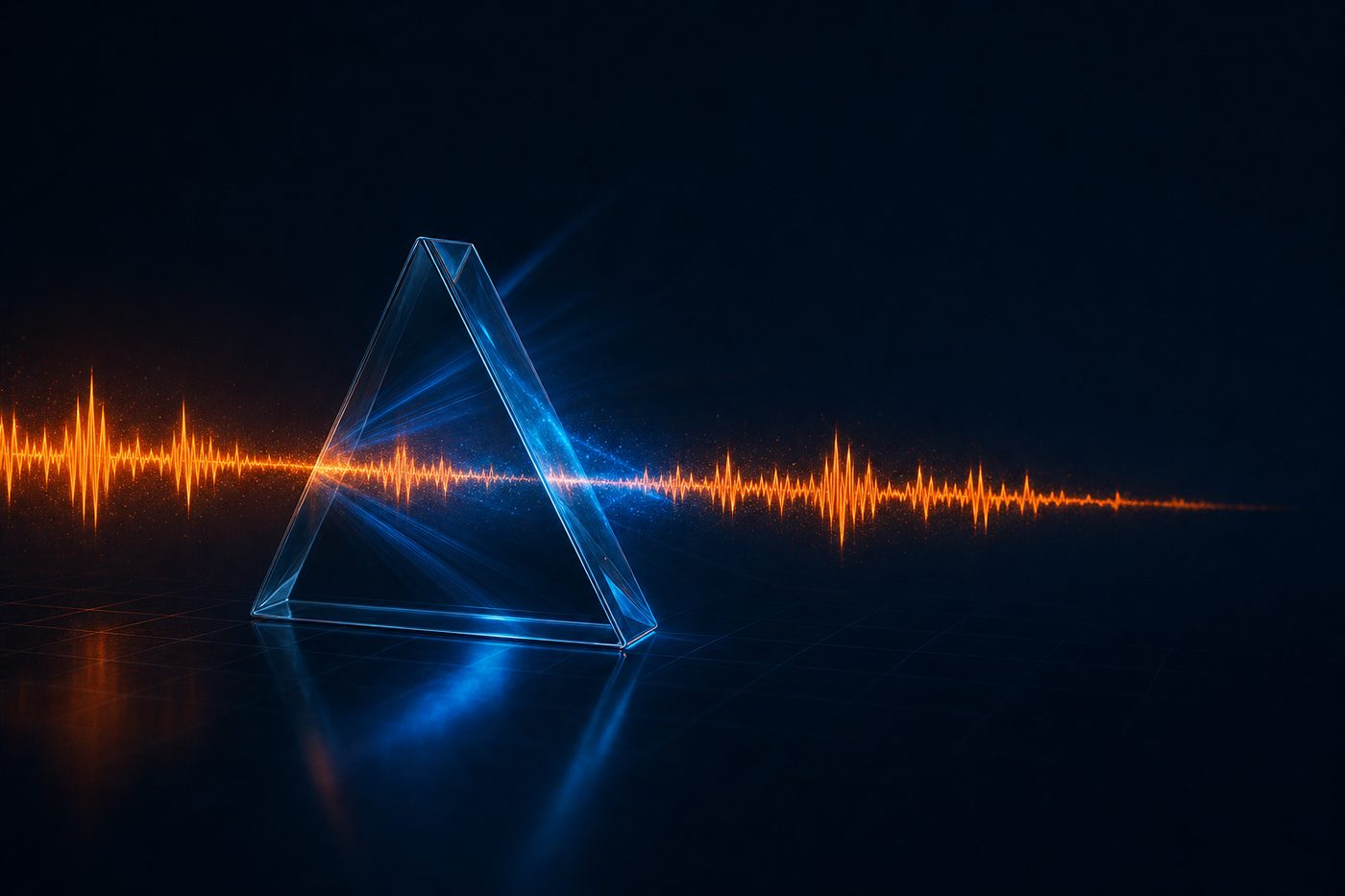 A waveform passing through a glass prism and emerging with its shape intact